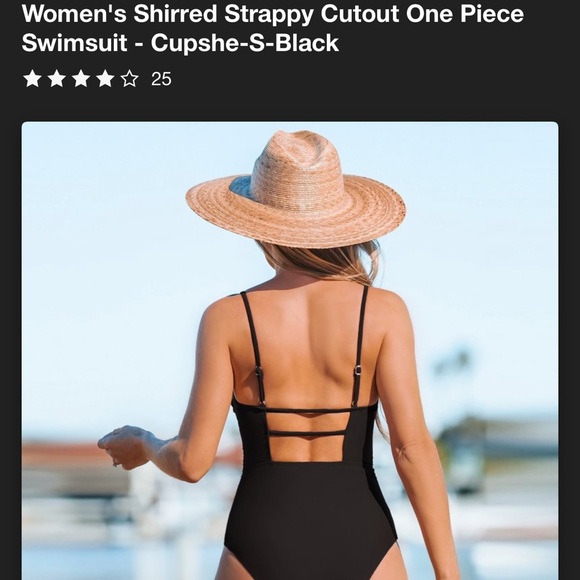 target cupshe one piece bathing suit size small black with cutouts - Picture 1 of 7